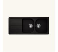 Evier granit noir FORMHAUS 2 bacs 1 égouttoir