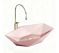 Évier hexagonal moderne en céramique avec bonde pop-up - Évier élégant au-dessus du comptoir pour la maison et l'hôtel, parfait pour une décoration contemporaine