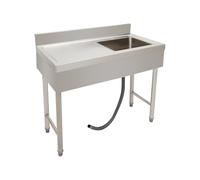 Évier Inox 100x50cm 1 Bac Autoportant Sans Robinet Extérieur Cuisine | Évier inox 100x50cm autoportant, 1 bac, sans robinet, pieds réglables, charge 150kg. Pour cuisine, garage, buanderie, jardin.