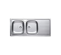 Evier Inox 18/10 à encastrer réversible - Moderna - 2 cuves + égouttoir - Sans vidage - 116x50cm