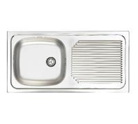 Evier Inox 18/10 à encastrer réversible - Moderna - 1 cuve + égouttoir - Sans vidage - 86x43.3cm