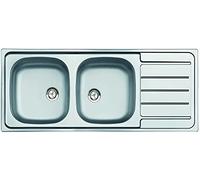 Evier Inox 18/10 à encastrer réversible - Moderna - 2 cuves + égouttoir - Sans vidage - 116x50cm