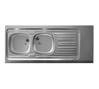Evier inox 18/10 à poser réversible - - 2 cuves + égouttoir + 140x60cm