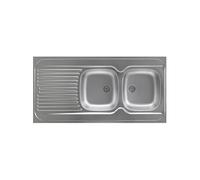 Evier inox 18/10 toilé à poser réversible - - 2 cuves + égouttoir + 120x60cm