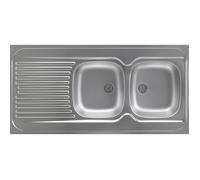 Evier inox 18/10 toilé à poser réversible - - 2 cuves + égouttoir + 120x60cm