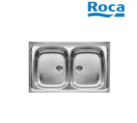 Evier inox 2 bacs pour installation sur meuble de 500 mm - ROCA A870420803