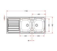 Evier inox à encastrer 2 cuves 116x50cm avec égouttoir - FRANKE - 898311