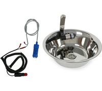 Evier inox Camping Lave-mains Intégré+ Ecoulement 32 cm +Technique Pompe