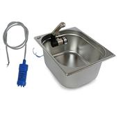Evier inox Camping Lave-mains Intégré + pompe + vidange 325x265x150