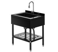 Évier Inox Commercial Indépendant, Robinet Chaud Froid, Kit Vidange, Usage Garage Buanderie, Dimensions, 25.7×20.7×39.5 Pouces