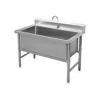 Evier INOX Cuve Simple,Grand Évier Cuisine 1 Bac,Évier Autoportant avec Robinet Et Support,Plan De Travail Evier De Extérieur,Évier Utilitaire Plonge INOX pour Garage,Camping,Installation Facile (Siz