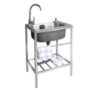 Évier Inox de Cuisine 1 Bac Évier sur Pieds en Acier Inox Anti-Eclaboussures Lavabo Inox Professionnel pour Faire la Plonge Cuisine de Restaurants, Salle de Bain, Garages, Entrepôts ( Color : 18.9*13.