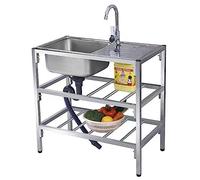 Évier Inox de Cuisine Anti-éclaboussures Lavabo Professionnel Évier de Cuisine Lavabo à Une Cuve Evier Buanderie Simple avec Robinet pour Cuisine des Restaurants Garages Entrepôts. (Color : Single co