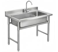 Evier Inox Exterieur sur Pied, Plonge Inox for Cuisine & Restaurant, Évier Extérieur Jardin & Garage, Buanderie Multifonction avec Plan de Travail(27.6x27.6in/70x70cm)