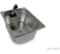 Evier inox intégré camping + évacuation 325x265x200 T4 T5 T6 Ford Vito
