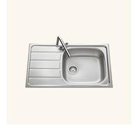 Evier inox lisse ROCK 1 grand bac 1 petit égouttoir