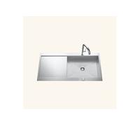 Evier inox lisse RIKAS 1 grand bac 1 égouttoir