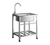 Évier Inox Professionnel Autoportant 38X33cm, Evier Exterieur Lavabo Cuisine Evier Multifonction Avec Robinet Inox Lavabo Sur Pied Évier Commercial pour Garage Jardin Camping 38X32cm