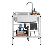 Evier INOX Professionnel,Éviers De Cuisine 1 Bac,avec Robinet et Tuyau,Ensemble d'évier de Cuisine de Restaurant Commercial,pour Faire La Plonge Cuisine De Restaurants. (Color : B, Size : 58x43x75cm