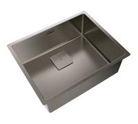 Teka FlexLinea RS15 50.40 - Évier 1 cuve avec triple possibilité d'installation, encastré (top), à encastrer ou sous le plan de travail, finition premium SoftTexture, couleur titane