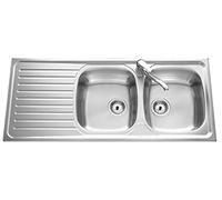 Evier inox Siros 2 bacs - Inox lisse