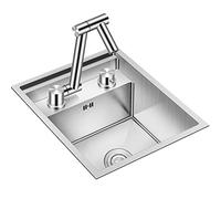 Évier Invisible De Cuisine Évier en Acier Inoxydable 304 Évier De Bar avec Couvercle en Acier Inoxydable Robinet Pliant Pivotant (Color : Silver, S : 68x48x23cm)