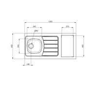 Evier kitchenette ISEO 1 cuve inox L1200mm - MODERNA - CPBD120A30