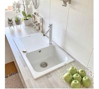 Essebagno Lisse évier réversible 1 cuve 1 égouttoir en résine blanc