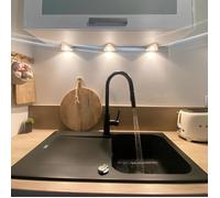 Essebagno Lisse évier réversible 1 cuve 1 égouttoir en résine noir