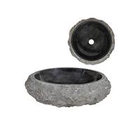 vidaXL Évier Marbre Noir Pierre Naturelle Lavabo Lave-Mains Salle de Bain 142776 Noir G