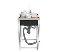 Évier mobile avec support - Évier en acier inoxydable avec 1 bac - Évier commercial autonome avec robinet - Évier de jardin portable - Évier portable sur pied - Pour le lavage du garage, la cuisine
