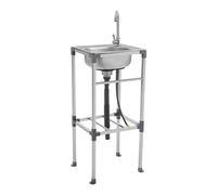 Évier mobile en acier inoxydable - Évier de cuisine autoportant - 1 bac - Lavabo multifonction avec robinet et pieds
