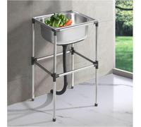 Évier Mobile, évier Commercial en Acier Inoxydable, évier De Cuisine sur Pied, évier Extérieur Portable sans Robinet, pour Bar, Restaurant, Blanchisserie, Hôtel Et Maiso, 52x38x80cm/20.4x15x31.5in