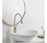 Évier moderne avec bonde et bonde pop-up Slish au-dessus du comptoir Sd Vani pour salle de bain et vestiaire Blanc B 43 x 28 x 14 cm
