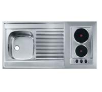 Evier monocuve inox PLAN OCEAN 1200x600 domino 2 feux électriques avec égouttoir FRANKE 901437