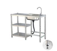 Évier multifonctionnel portable en acier inoxydable, idéal pour les cuisines extérieures, les bars et les garages. Sa conception à une seule cuve facilite le nettoyage et，One Color 60*80*80cm/23.6*31