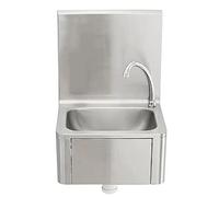 Évier mural commercial en acier inoxydable à genoux, lavabo simple avec robinet pour cuisine, restaurant, cantine - Finition argentée durable (83 x 58 x 1)
