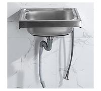 Évier mural en acier inoxydable idéal pour restaurant, cuisine et usage domestique. Comprend un support (Dimensions : 68 x 44 cm) Lavabo à main