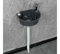 Évier Mural en Plastique, Petit Évier de Salle de Bain pour Camping-Car, Installation Sans Perçage, Lavabo Autocollant, pour Garage, Buanderie et Jardin, 30 x 21 x 10,5 cm(Black)