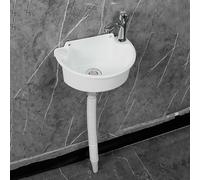 Évier Mural en Plastique, Petit Évier de Salle de Bain pour Camping-Car, Installation Sans Perçage, Lavabo Autocollant, pour Garage, Buanderie et Jardin, 30 x 21 x 10,5 cm(White)
