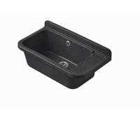 Évier mural/poste d’eau utilitaire 60 cm en polypropylène Noir - Bonde inox + trop-plein - Cuve 45x25x21 cm - Intérieur/extérieur