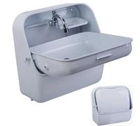 Évier mural pour camping-car, évier pour caravane, évier en acier inoxydable avec robinet d'eau, évier pliable pour camping-car, lavabo pour camping-car, caravane, bateau,White