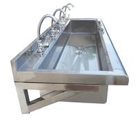 Évier mural robuste avec 4 robinets, évier cuisine inox multifonction 1 bac, lavabo de jardin, garage, buanderie, extérieur et usage commercial 59"x15.7"x8"