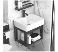 Évier mural suspendu - Mini évier en céramique for salle de bain - Support mural - Lavabo rectangulaire ultra fin for lavage des mains(40cm/16in)