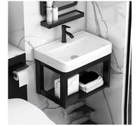 Évier mural suspendu - Mini évier en céramique for salle de bain - Support mural - Lavabo rectangulaire ultra fin for lavage des mains(43cm/17in)