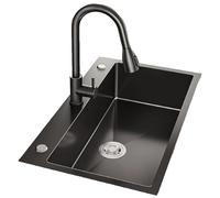 Évier nano fait main, grand bac simple, acier inoxydable épaissi, évier à vaisselle, bassin de cuisine, bassin sous comptoir, bassin à légumes, lavabo, noir bronze(50 * 40cm(19.6 * 15.7in))