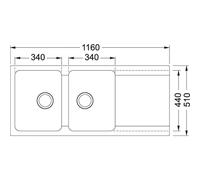 Evier ORION OID621 Blanc Artic (sous meuble 80cm) 1160x510x190mm