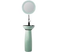 Évier piédestal autoportant Hôtel Salle de Bain Spier d'art avec Robinet Ensemble salles de Bains en céramique Luxueux Bassin de piédestal Rond pour lavabo de scénario Made in China