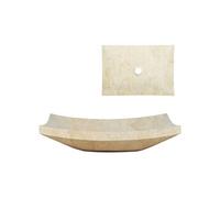 vidaXL Évier lavabo en pierre naturelle marbre crème 50 x 35 x 12 cm 142765