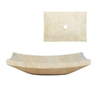 vidaXL Évier lavabo en pierre naturelle marbre crème 50 x 35 x 12 cm 142765